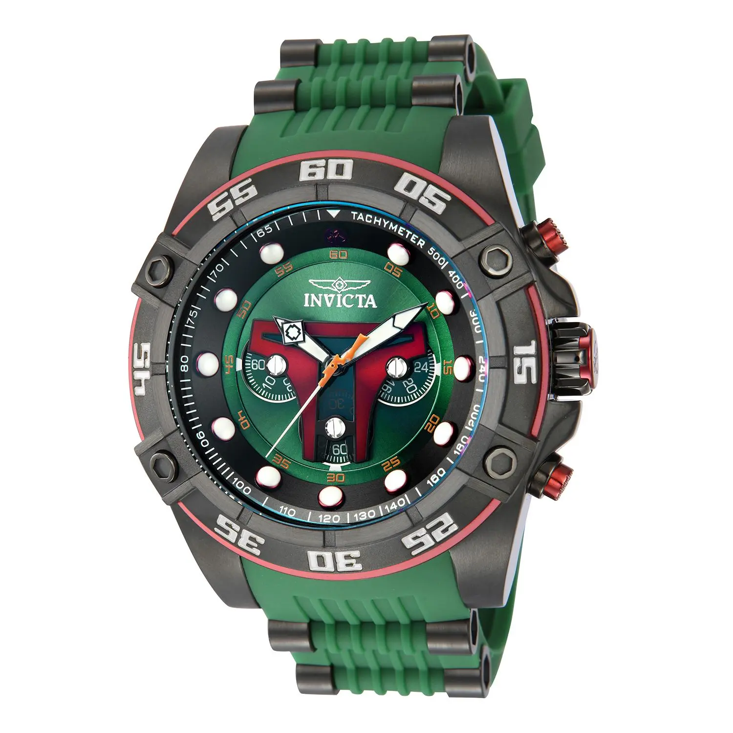 Invicta Men's Chronograph Quartz Watch - Ultra-Rare Officially Licensed Limited Edition (1,977 Made) - Masculine Black-Red-Green Glow-in-the-Dark Watch - Authentic, New in Box, Chronograph Quartz Watches, Ultra-Rare Quartz Watches