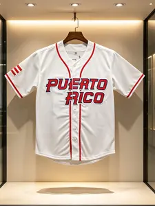Baseball Jersey Top, Stretch Breathable Embroidered Button Sports Uniform, Loose-Fit Casual Top for All Seasons, Training & Party Wear