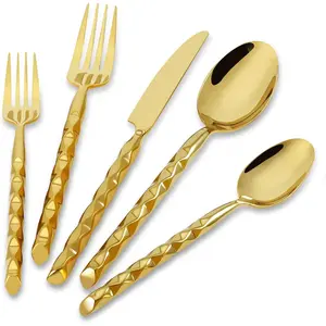 Silverware Set 18/10 Stainless Steel Spiral-shaped Flatware Set, 20- Hand Forged Mirror Finish Cutlery, Dishwasher Safe, Service for 4