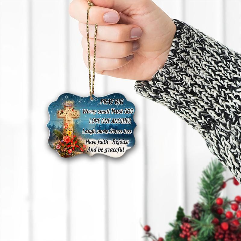 Pray Big Trust God Have Faith Cross Wood Ornament Religious Gift Christian Decor