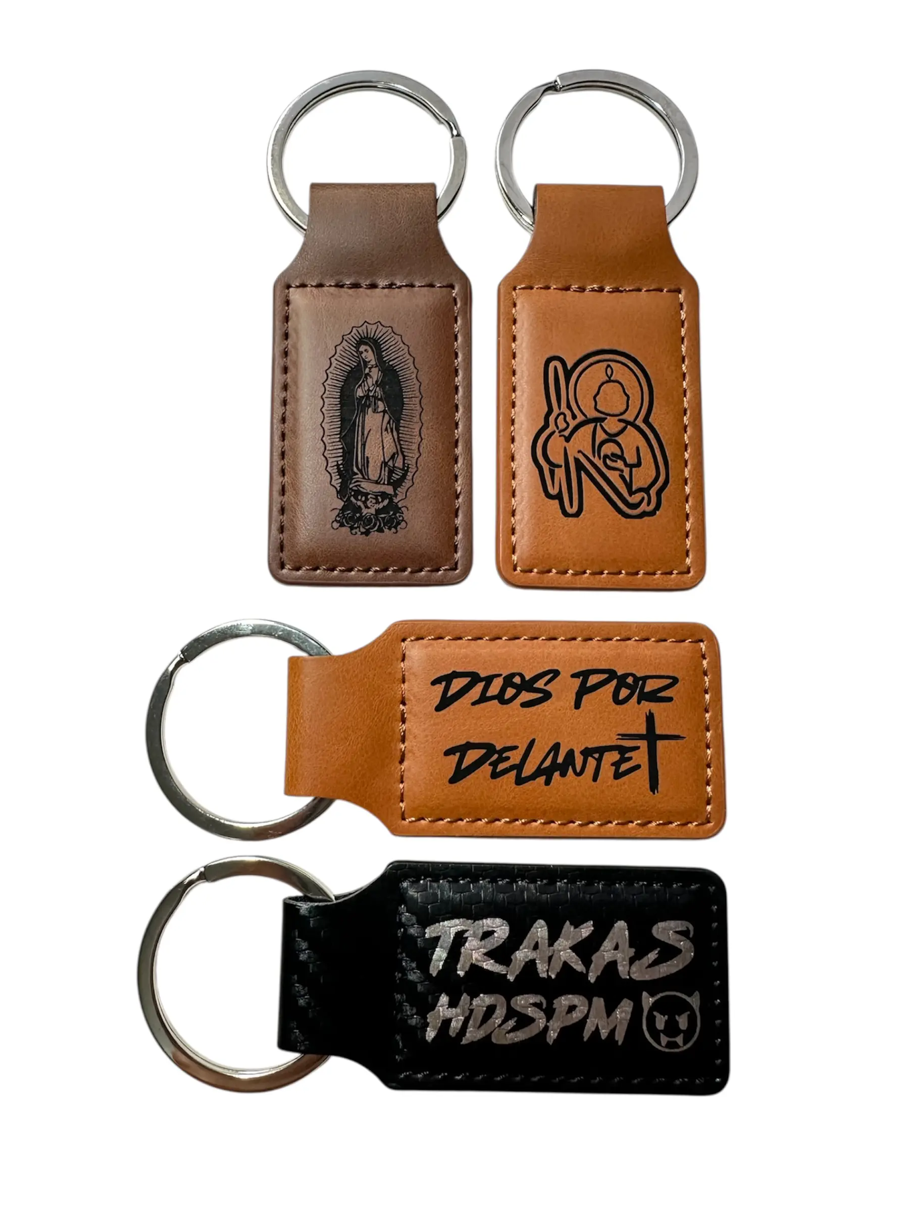 Leather Custom Engraved Rectangle Keychain - Personalized Designs with Unique Embellishments, Leather Key Holder, Keychain for Bags (Office Desk Organizer Accessory)