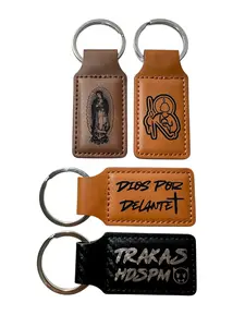 Leather Custom Engraved Rectangle Keychain - Personalized Designs with Unique Embellishments Customized Accessories