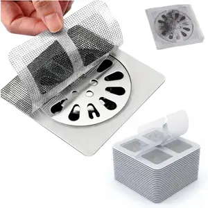 10 Counts Disposable Shower Drain Cover Hair Catcher with Square design, Flat Floor Shower Drain Mesh Stickers for Shower Drain Bathroom Sink, Laundry, Bathtub