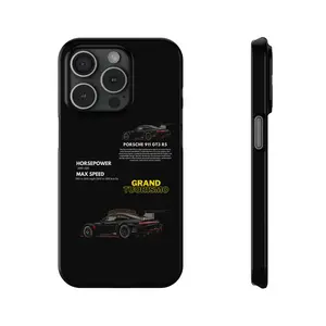 Black White PORSCHE 911 GT3 RS Grand Tourismo CASES, iPhone 15 14 13 12 11 X Xr, Samsung S21 S22 Phone Case
