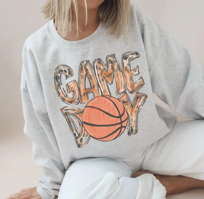 Basketball Sweatshirt, Game Day Basketball Pullover, Women Sports Sweatshirt, GameDay Sports Pullover, Long Sleeve Casual, 100% Cotton, Made in USA