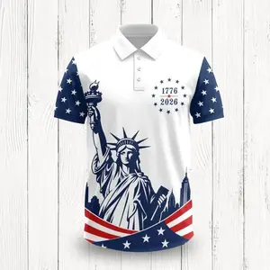America 250 Freedom Polo Shirt Patriotic Statue Liberty Apparel