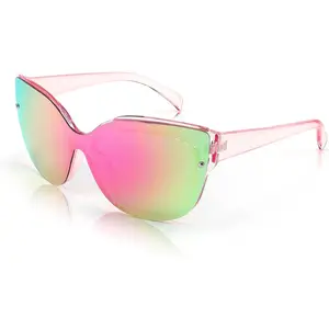 FEISEDY Cat Eye Sunglasses Polarized for Women Men，Rimless Mirrored Sunglasses, Oversized, Trendy Retro Sun Glasses B2796