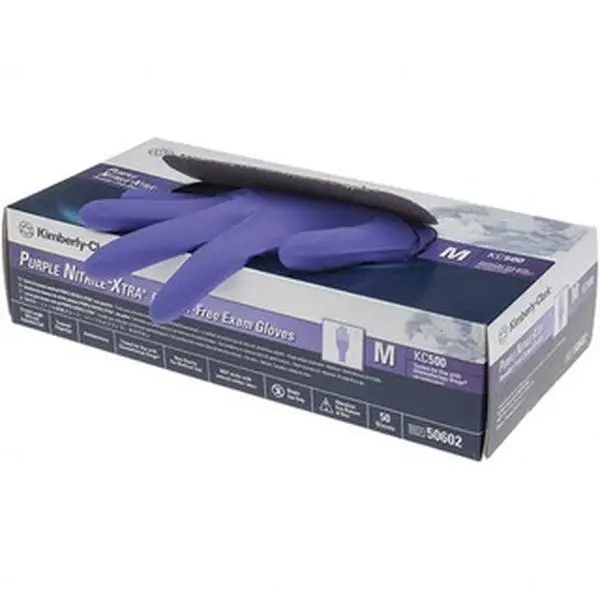 Kimtech Grain Disposable Nitrile Cleaning Gloves - Non-Slip, FDA Approved, Medical-Use, 12.0 Inches, Roll Cuffs, Pack of 50, Model 50602