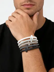 4pcs Simple Cross Bracelets, Silicone Thin Bands, Unisex Couple Bracelets, Suitable for Daily Wear and Parties, Fashion Cross Bangle