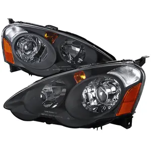 2002-2004 RSX Retro Style Projector Headlights w/ Amber Reflectors (Matte Black Housing/Clear Lens)