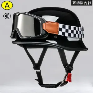 3C Certified Vintage Harley Style Half Helmet, German Soldier Retro Steel Helmet With Adjustable Visor, Adult Safety Helmet For Cruiser, ATV, Dirt Bike, Off Road Racing Motorbike Riding Adult Motorcycle Helmet With Adjustable Visor For Cruiser