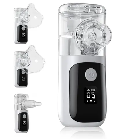 Portable Handheld Mesh Nebulizer Machine for Adults, Ultra-Quiet Rechargeable Inhaler with Auto-Clean, Fast Mist, Adjustable Compact Design for Home-Travel Use