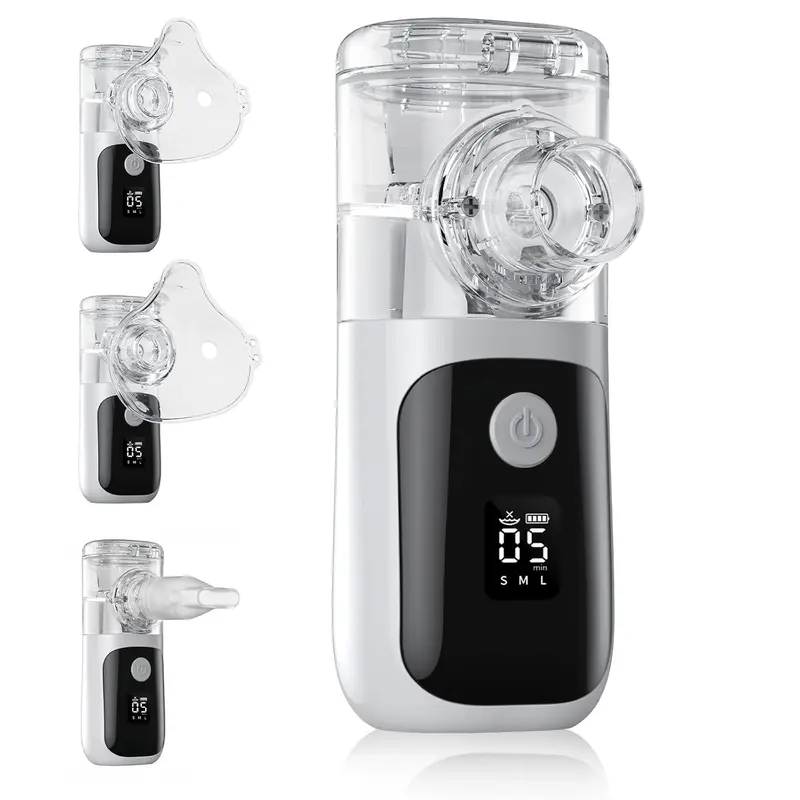 Portable Handheld Mesh Nebulizer Machine for Adults, Ultra-Quiet Rechargeable Inhaler with Auto-Clean, Fast Mist, Adjustable Compact Design for Home-Travel Use