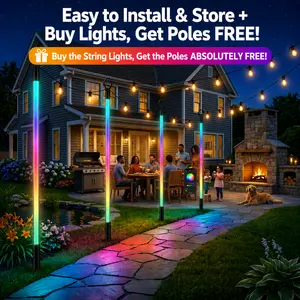6.6ft RGBIC LED Light Bars, Dynamic Glow Chasing Mode with Music Sensor, IP68 Waterproof Heat-Resistant, Dual Control, Outdoor Safe Summer Patio Party Essential for BBQ Nights, Backyard Gatherings