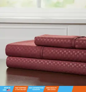 Brushed Microfiber Sheets Set- 3 Piece Hypoallergenic Bed Linens with Deep Pocket Fitted Sheet and Embossed Design by (Burgundy, Twin)