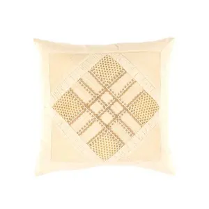 Canvello Beige Pure Cotton Throw Pillow - 16" X 16"
