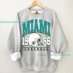 [Sale Up To 50%] Miami Football Vintage Sweatshirt, Retro Miami Football Crewneck, Miami Football Sweater, Gift For Fan, Trendy USA Cotton Fabric