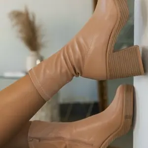 Women's Chunky Heel Nude Walking Shoes by Hughes - Girl