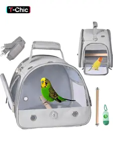 Portable Bird Cage with Stand, Lightweight Bird Travel Bag with Stand & Tray, Pet Breathable Travel Cage for Carrying & Transporting Birds, Parakeet Cages