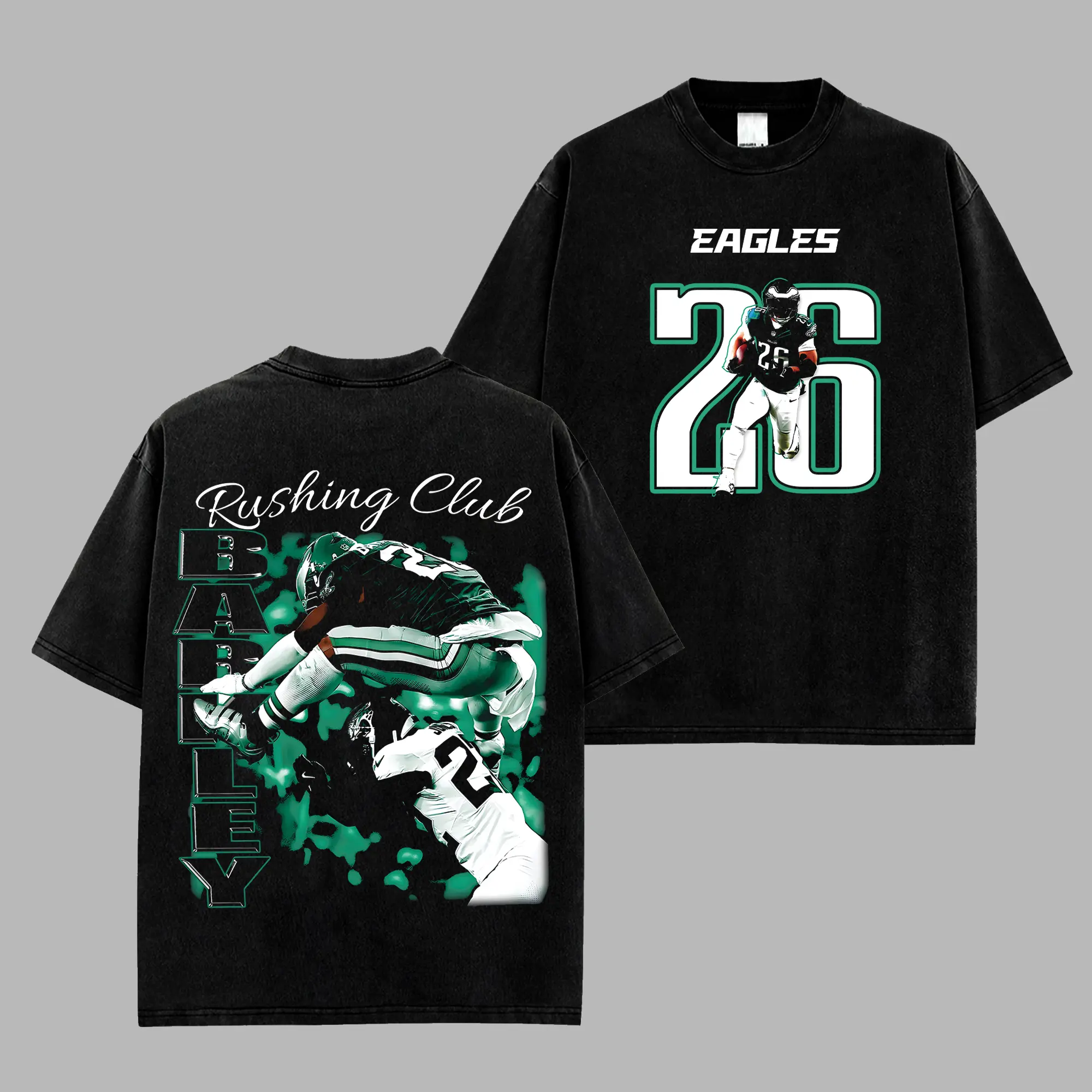 [RedZoneStyle] Barkley Rushing Club 26 For Eagles Nation Game Day Retro Unisex 100% Heavyweight Cotton T-Shirt – Eaglesr Fans Shirt, Buffalo Philly Football Shirt, Game Day Outfits, Gift For Football Fans