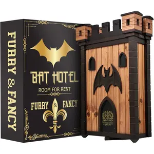 Bat Houses for Outdoors – Gothic Bathouse for Outdoors Hanging – Large 2-Chamber Bat Cave for Up to 80 Bats – Handmade Wooden Castle Bat House for Outside – Easy Installation