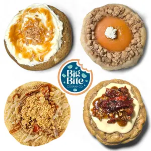 Big Bite Cookie Co -Home For The Holidays Collection | TikTok Viral Cookie - 4 ct of Big 6oz cookies | Maple Bacon Pecan, Carrot Cake, Sweet Potato Pie, Peach Cobbler Cookie | Sweet Treat Snack -Individually Wrapped & Ready To Enjoy!