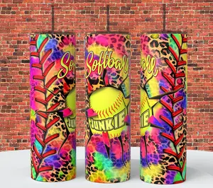 Softball Junkie 20oz Skinny Tumbler Insulated with Lid & Straw for Hot Coffee & Cold Drinks Portable Sublimation Customizable Drinkware