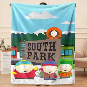 South Park  flannel blanket, exclusive gift for home, office, camping travel, personalized pattern design, modern style, soft texture
