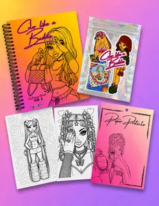 Color Like a Baddie Art Supplies Bundles, Stickers Kit, Coloring Books for Creative Office Stationery Needs