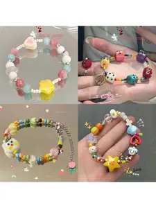 Summer Rainbow Dopamine Beaded Bracelet, Fresh & Colorful, Niche Design, Sweet Star Stretch Bracelet for Women