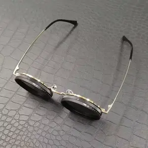 Fishing Glasses ND Filter Lens Adjustable Sunglasses Handmade round Polarized Glasses UV Men and Women Dimming Sunglasses Retro TILIKEU