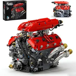 V8 Engine Model Kit that Runs, STEM Building Block Set for Adults & Kids 8-14+, Build Your Own Visible Working Car Engine with Motor, Educational Science Physics Toy for Boys, 1370 PCS