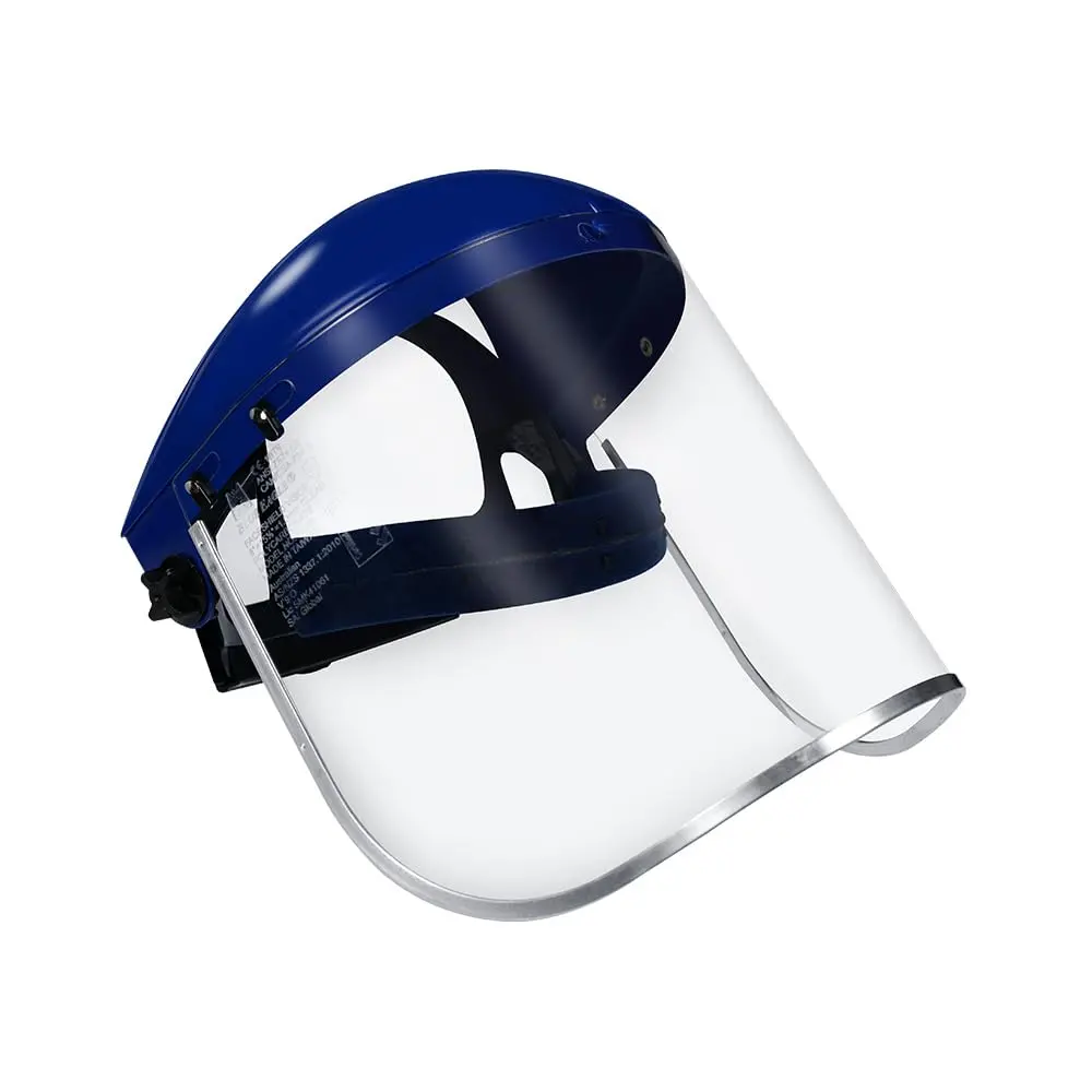 Clear Full Face Shield with Extra Replacement Visor Impact Resistant Polycarbonate Visor System Protective Face Shield Crown and Clear Safety Guard Helmet Top Heavy Duty Eye Face Protection Workshop Industrial Safety Mask