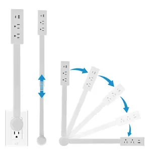 Power Socket Extender, USB-A,USB-C, and 2 AC Sockets, Extend From 18" To 26" and Rotate 180° for Hard to Reach Places