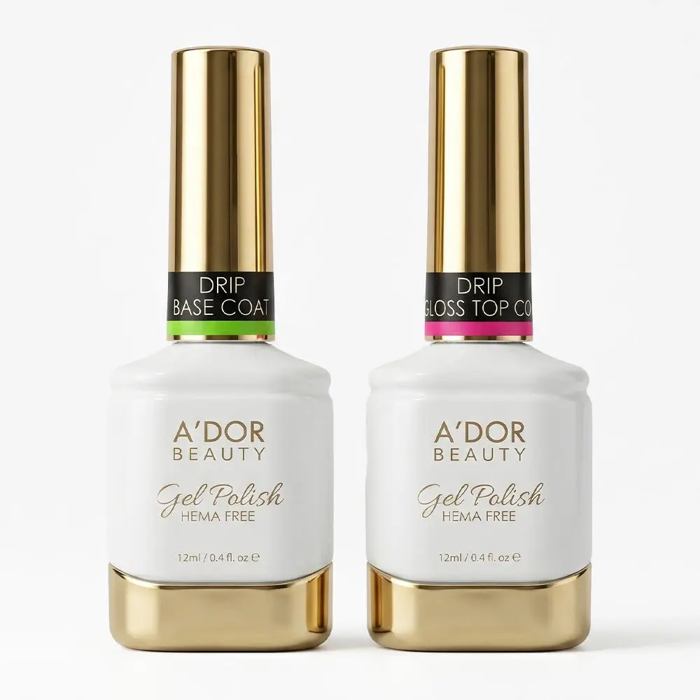 A'DOR HEMA-Free Drip Gloss Top & Base Coat Set 0.4 oz - Clean Gel