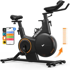 Merach Magnetic Exercise Bike, Indoor Cycling Bike with Self-Developed App, 350 lbs Weight Capacity & 40 lbs Flywheel, Stationary Bike for Home Gym Fitness