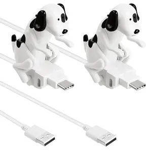 2 Pcs Dog Charging Cable Graduation Season Gifts Presents Smartphone USB Data Transmission Dog Cable for Charging of Phones Only Compatible with Type-c(Orange, White,Cute, Spot Style)