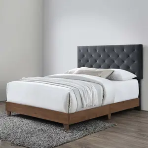 Modway Rhiannon Diamond Tufted Upholstered Performance Velvet Queen Bed in Walnut Charcoal