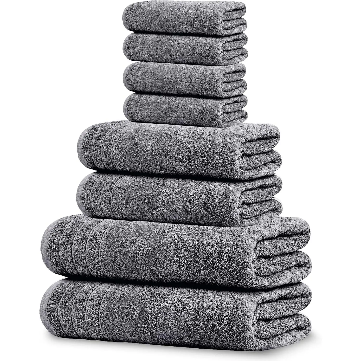 Pack of 8  Set, 2  Bath, 2 Hand, 4 Washcloths,  Cotton,  Weight, Quicker to Dry, Super Absorbent,  for Bathroom, Dark Grey