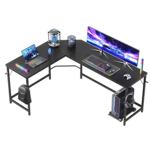 66”Stylish L-shaped desk optimizes space, boosts productivity with ample dual-surface workspace and ergonomic modern design