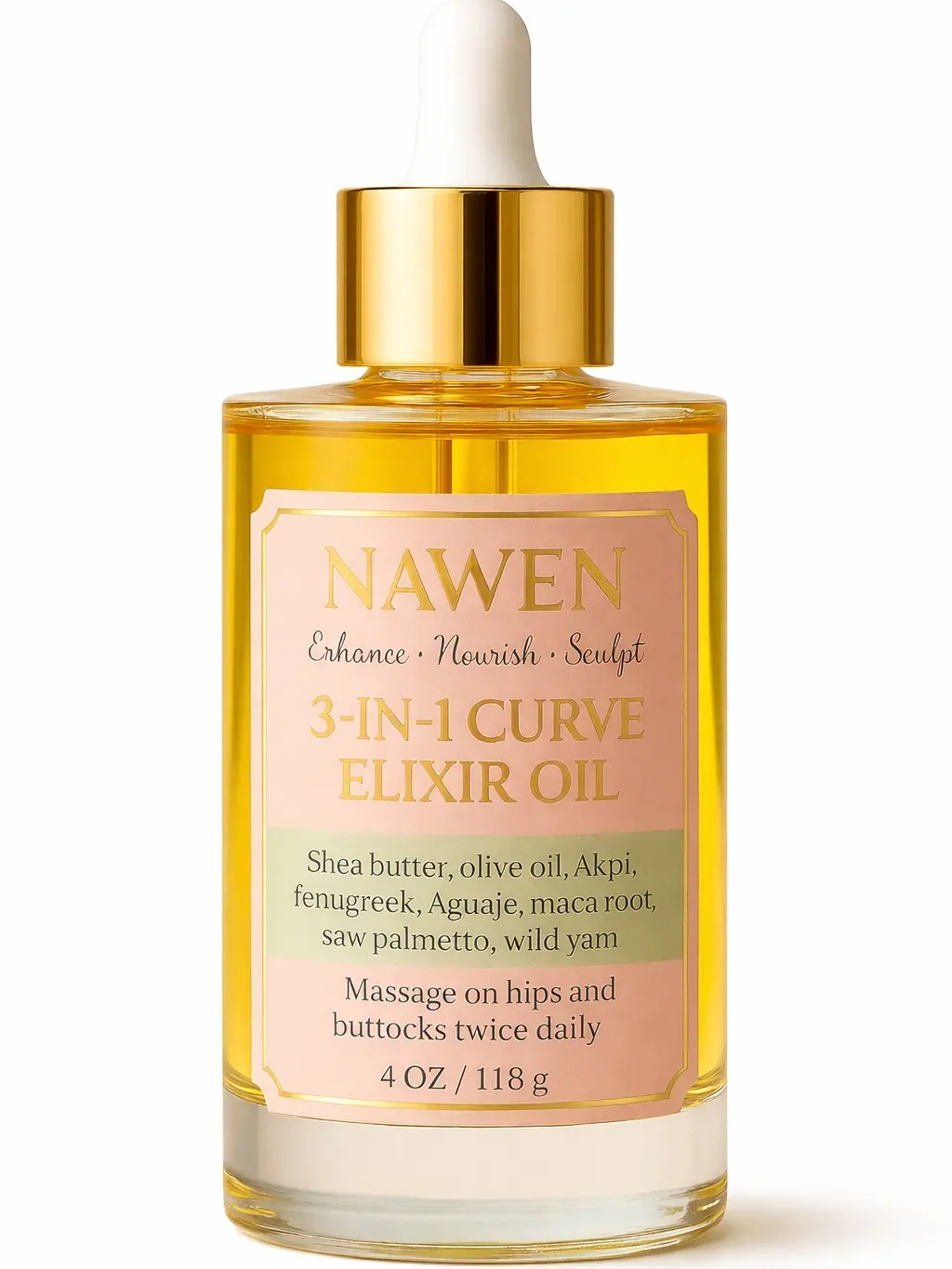 LUSHEA Hydrating Body Oil for Hips, Thighs & Buttocks | 4 fl oz