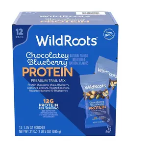 WildRoots Chocolatey Blueberry Protein Single Serve Trail Mix 12 Pack 1.75 oz Each 12g Protein Per Serving