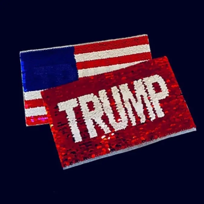 Iron-On Patches that Flip from The Flag to TRUMP! Womenswear Top Ladies Sequins Shiny Shirt Sweatshirts