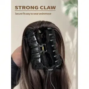 Claw Ponytail Extensions Hair Black Color 26-28 Inch Long Water Wave Hair Heat Resistant Fiber Synthetic Hairpiece For Women Girls Party Daily Use