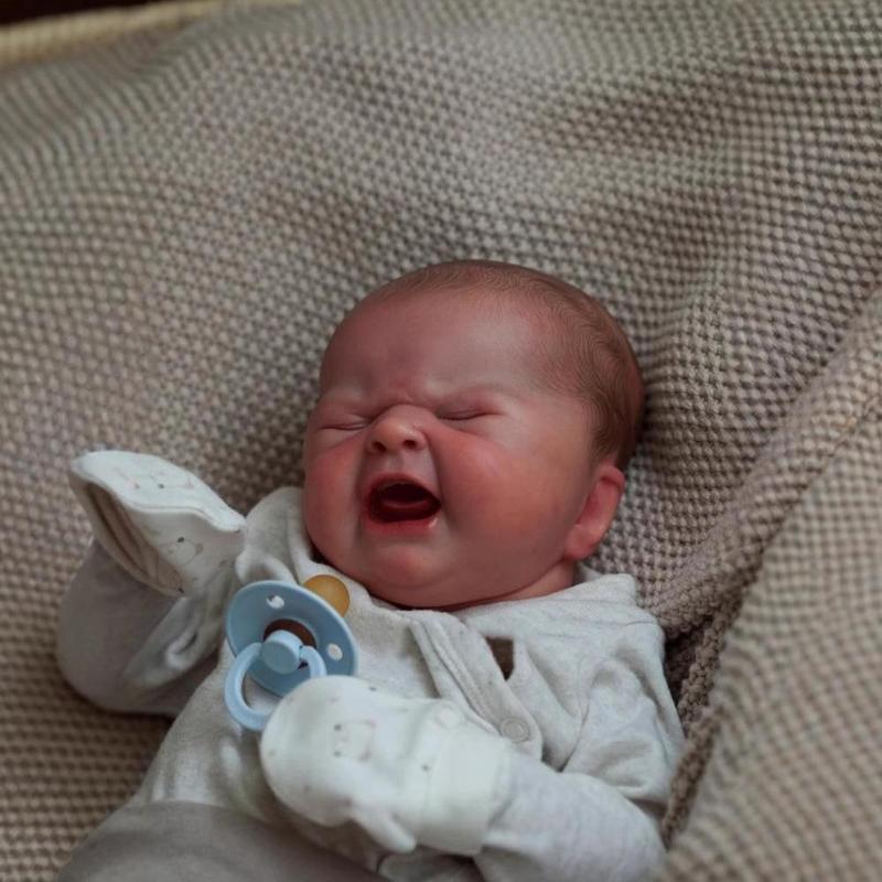 19inch Real Baby Dolls That Cry on Their Own Soft Silicone Head Limbs Cuddly Cotton Body Hand Painted Hair with Veins Acrylic Eyes Lifelike Reborn Stuffed Animal for Kids 3+ Water Resistant