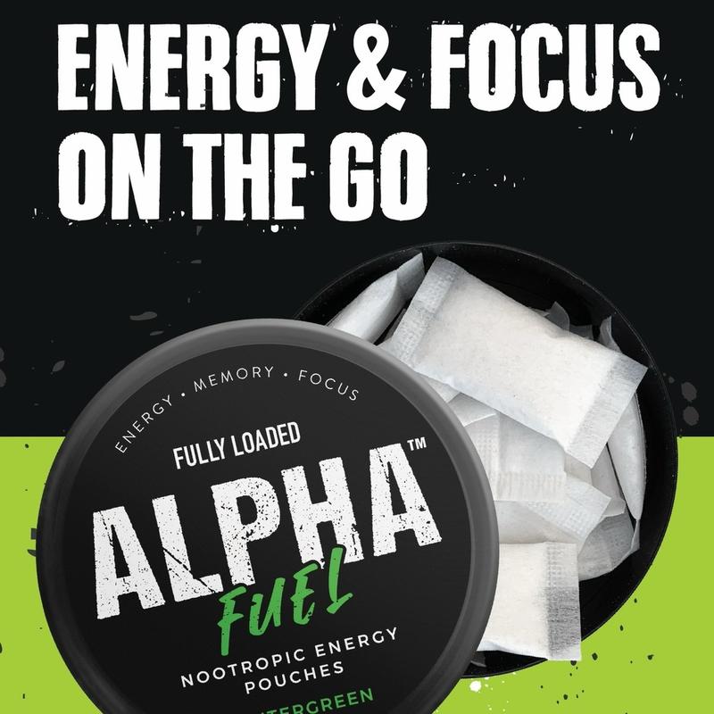 ALPHA Fuel Nootropic Wintergreen Energy Pouches by Fully Loaded - Energy, Focus, Memory - Sugar Free Sport Beverage