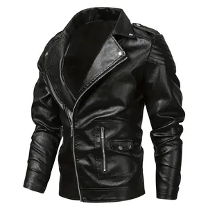 Men's Classic Leather Coat - Menswear Tops, Turn-Down Collar, Long Sleeve, Casual Zip-Up, Versatile Cycling Style, Suitable for Everyday Wear & Outdoor Activities