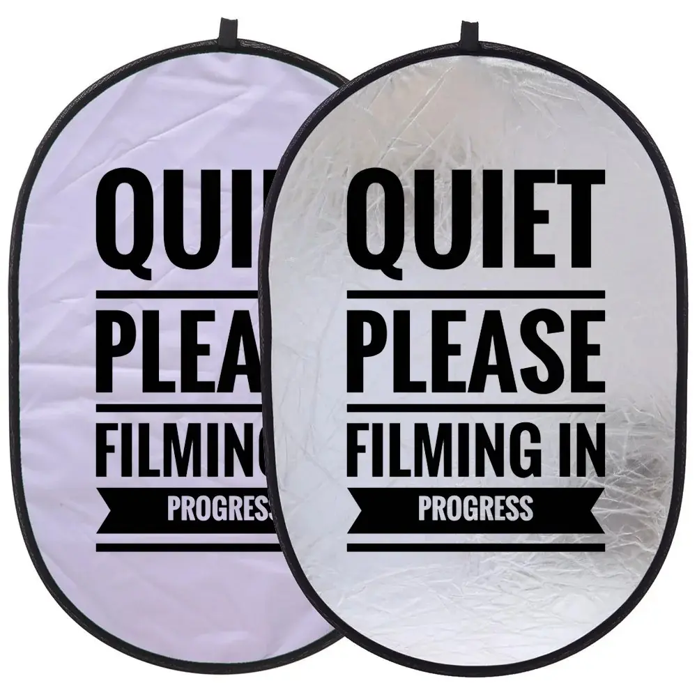 Quiet Please Filming in Progress Sign - 24x36 Double-Sided Collapsible Reflective Sign with 11in Carry Case - Film Set, Studio, Office & Video Crew