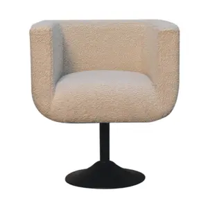 Cream Boucle Swivel Chair