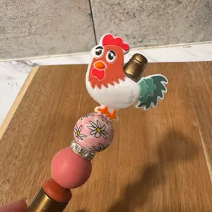 Chicken rooster silicone beaded pen